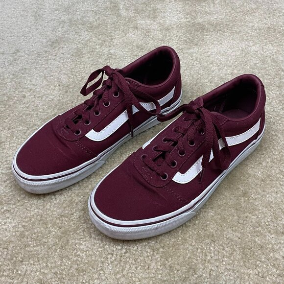 Vans Old Skool Skate Sneakers, Maroon and White  - Size 8 US Women - Picture 2 of 11